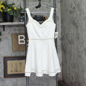 B Darlin Juniors Textured Crochet-Trim Fit & Flare Dress White 3/4